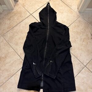 Rick Owens style John Varvatos Charcoal Hooded Raincoat